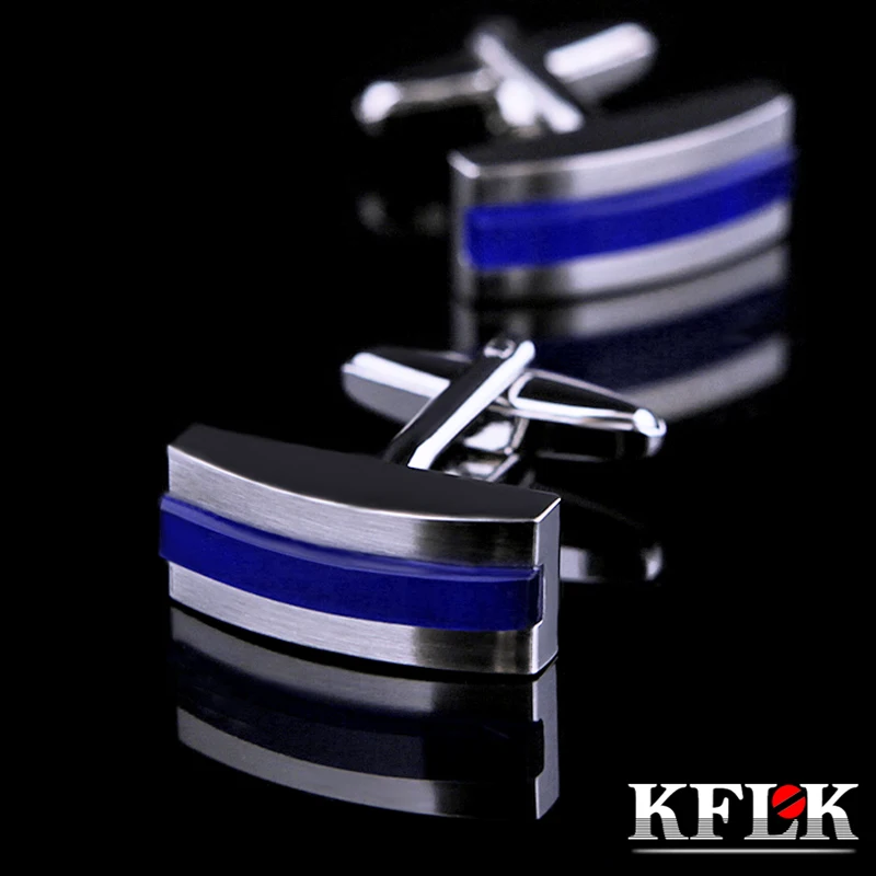 

KFLK jewelry shirt Fashion cufflinks for mens Brand Blue cuff links Wholesale Button High Quality Wedding Groom guests