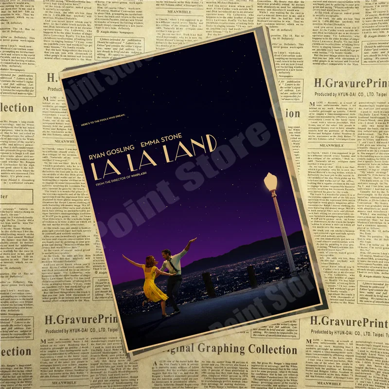 LA LAND фильм ретро крафт-бумага плакат ретро художественные изделия для стен Стикеры гостиной краски бар кафе - Цвет: Светло-зеленый