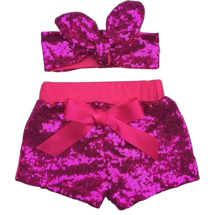 Черные блестящие шорты для маленьких девочек и соответствующие блестки