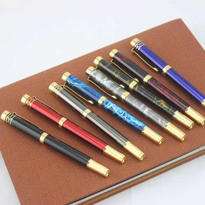 

Luxury DIKA WEN black metal Roller ball pen with Gold carving cover school office stationery brand writing ball pen Gift