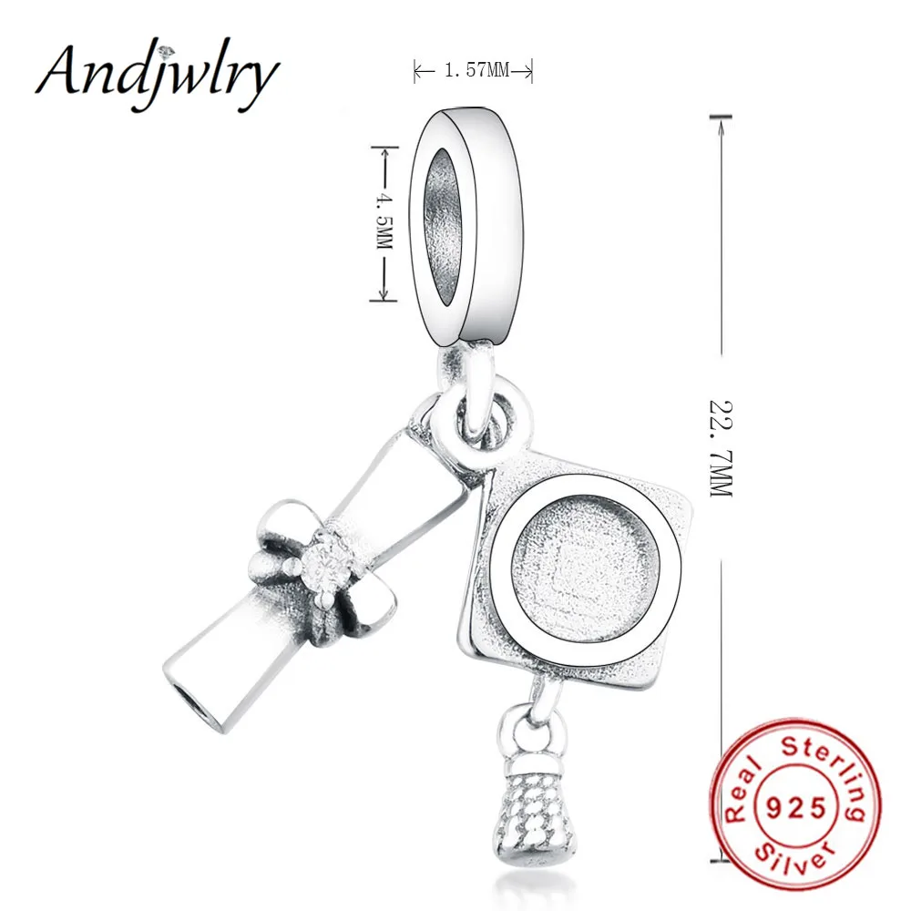 Ajw01057 Подходит для Pandora, очаровательный браслет,, 925 пробы, серебряный,, выпускной, подвески, подвеска, шарм, бусины, сделай сам, ювелирное изделие, Berloque - Цвет: Ajw01057
