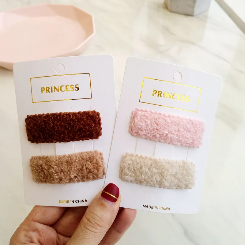6 шт. однотонные шерстяные заколки для волос девочек | Детская одежда и обувь
