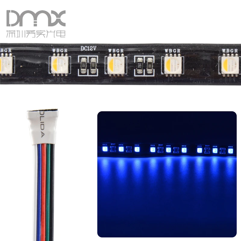 Mokungit 5 м/лот 4 в 1 Светодиодная лента RGBW 5050 DC12V 24V гибкая 60 LED/m светодиодная лампа RGB +
