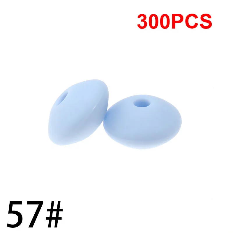 57 Pastel Blue 12 ММ ЧЕЧЕВИЦА Силиконовые Круглые бусины для прорезывания зубов 300 шт. Abacus расстояние бисера Bpa Бесплатно Детские Прорезыватели Ожерелье Подвеска Игрушка сделай сам - Цвет: 57 Pastel Blue