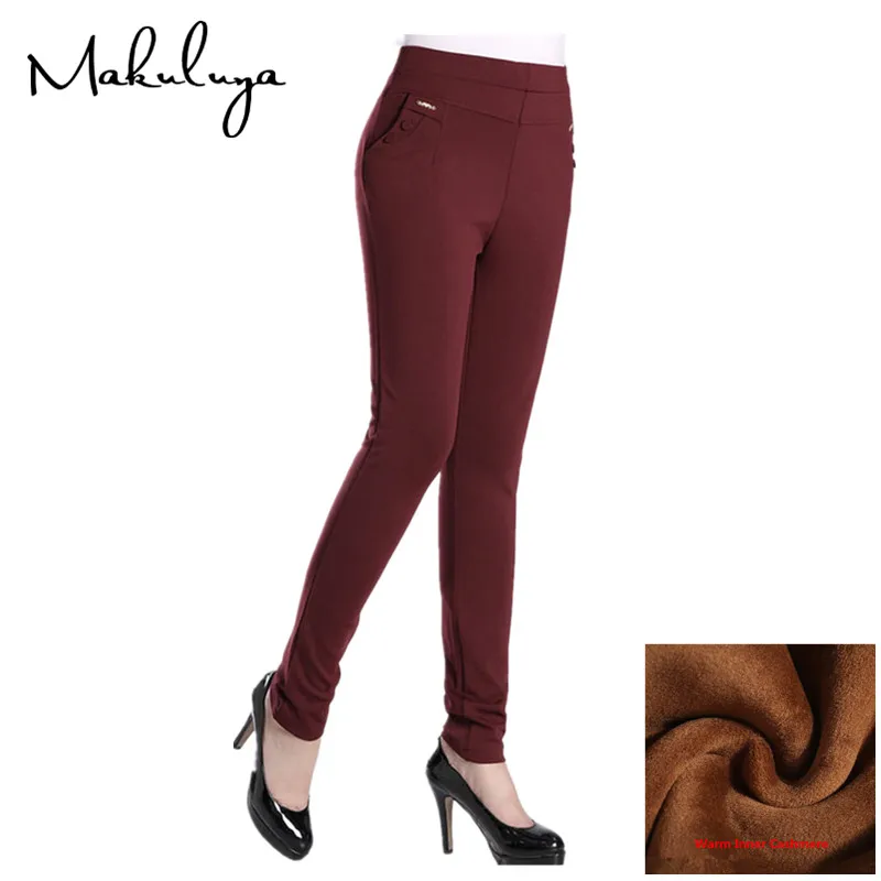 

Makuluya Super Thickening Cashmere Warm Women Pants tretch Slim Leg High Waist Skinny Pants 4XL Plus Size Women Trousers QW34