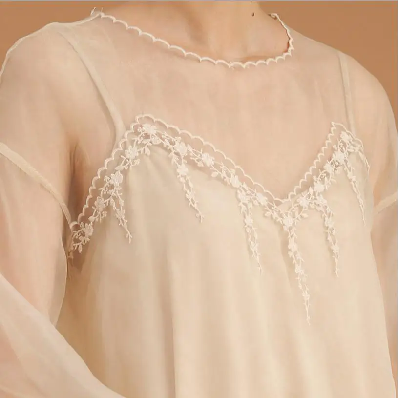 Женское винтажное платье однотонное Сетчатое абрикосового цвета с