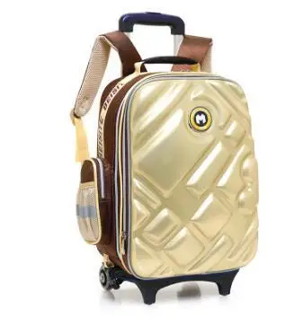 2 wheels gold 3d сумка на колесиках для мальчиков, школьная Детская сумка на колесиках, детская дорожная сумка, 6 колесиков, рюкзак-тележка для школы - Цвет: 2 wheels gold