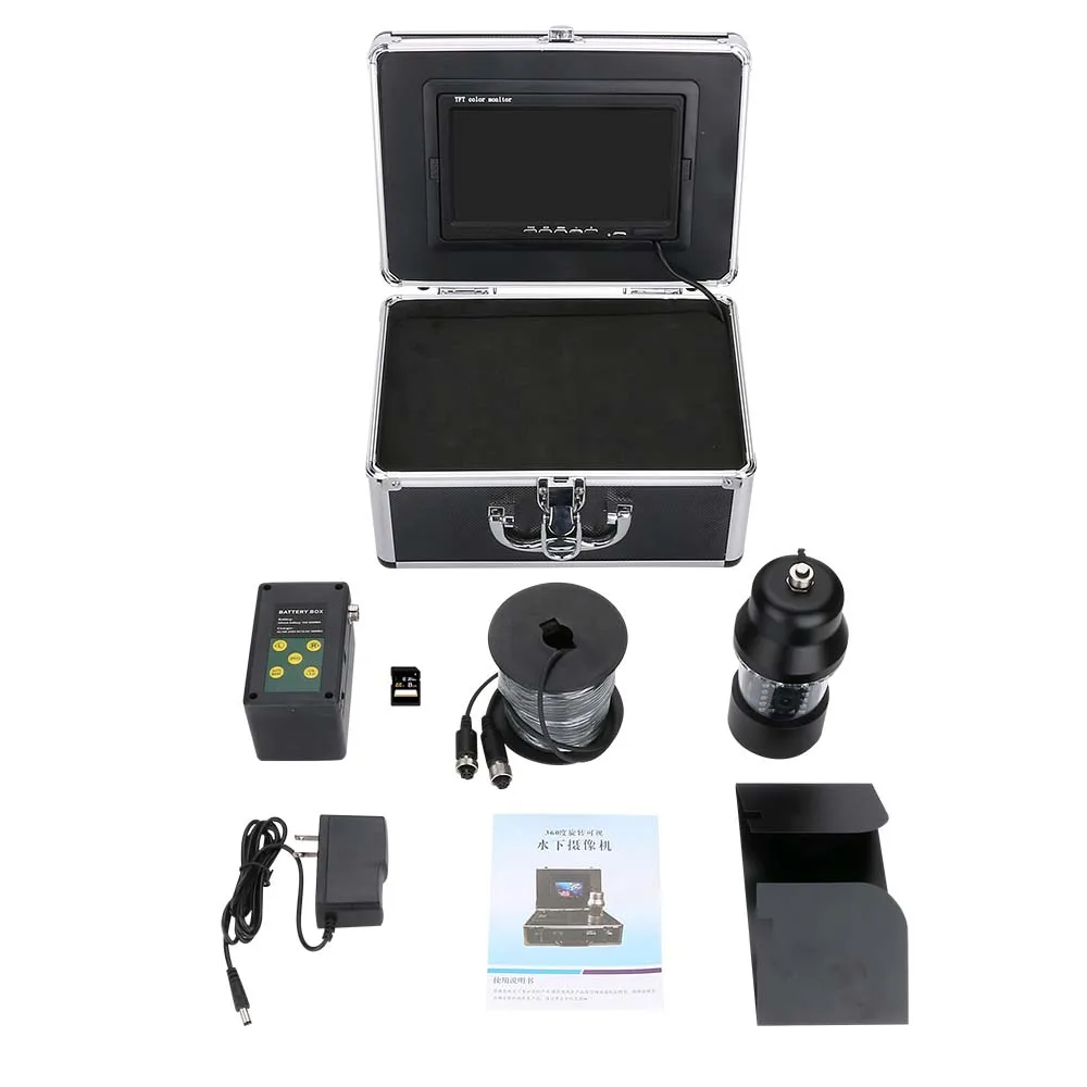 Цена 15 м 30 М Подводная Рыбацкая видеокамера рыболокатор 7 дюймов DVR видеорегистратор 8G карта водонепроницаемый 22 светодиода 360 градусов