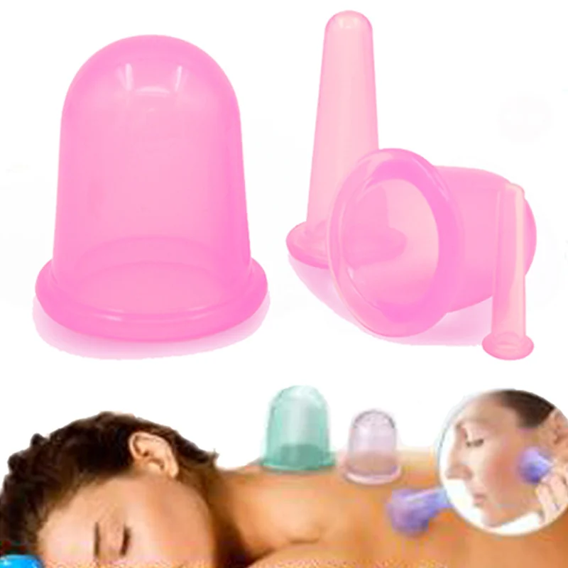 

4pcs/set Silicone Jar Vacuum Cupping Cans for Body Face Neck Massage Suction Cans Health Care Anti Cellulite Cupping Cups Set