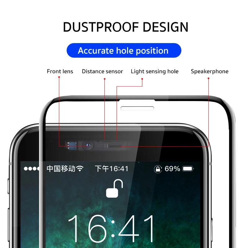 10D полное покрытие Защитное стекло для iPhone 6 стекло для iPhone 7 стекло 8 6s Plus 9 H закаленное стекло для iPhone X защита экрана