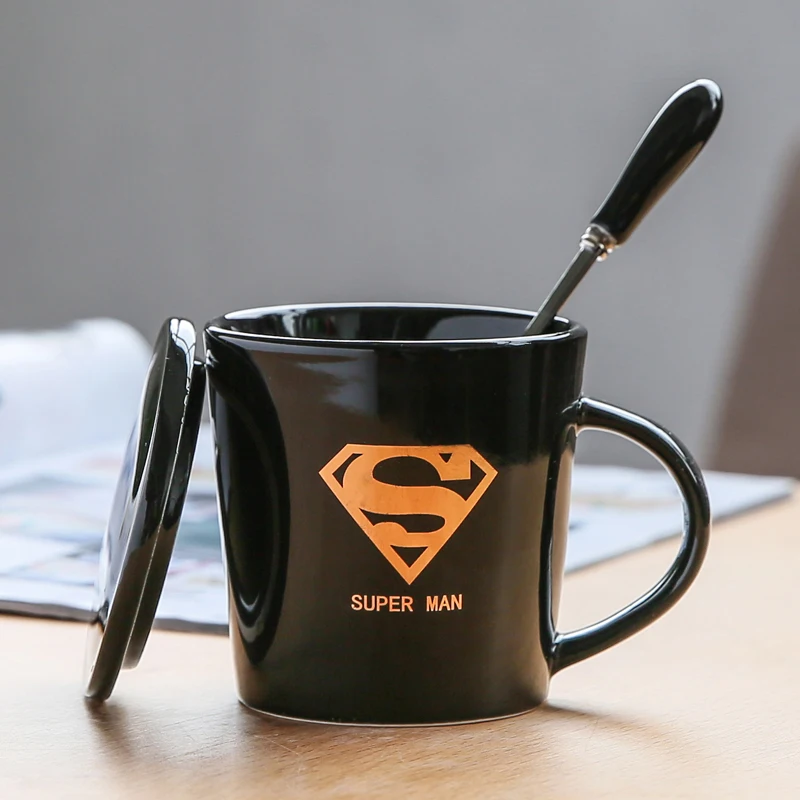 Домашний фарфор напитки креативный мультфильм Мстители керамическая кофейная чашка с крышкой ложка кружка для молока на завтрак чайная чашка для офиса