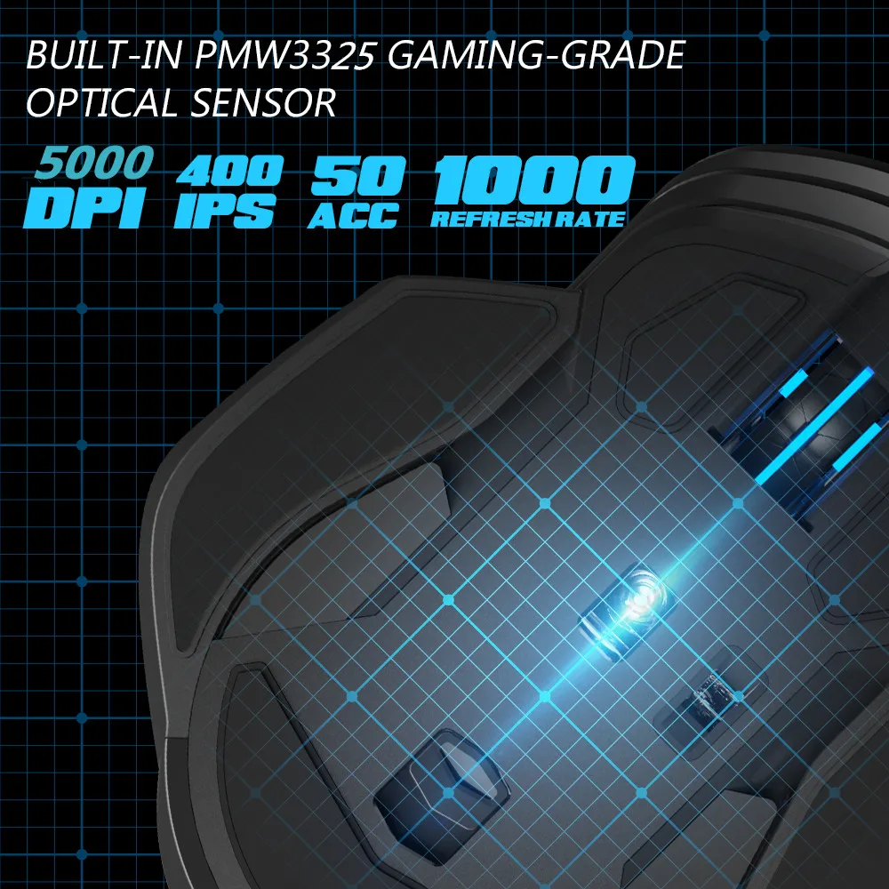 Delux M627 DIY боковые крылья Проводная/Беспроводная игровая мышь dpi 5000 8 кнопок RGB оптическая левая и правая мышь для пользователя ПК