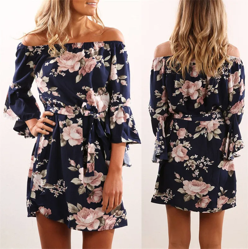 shoulder print bodycorn dress women Lace up summer style mini dress Streetwear skinny boho short dress slash neck vestidos 2022