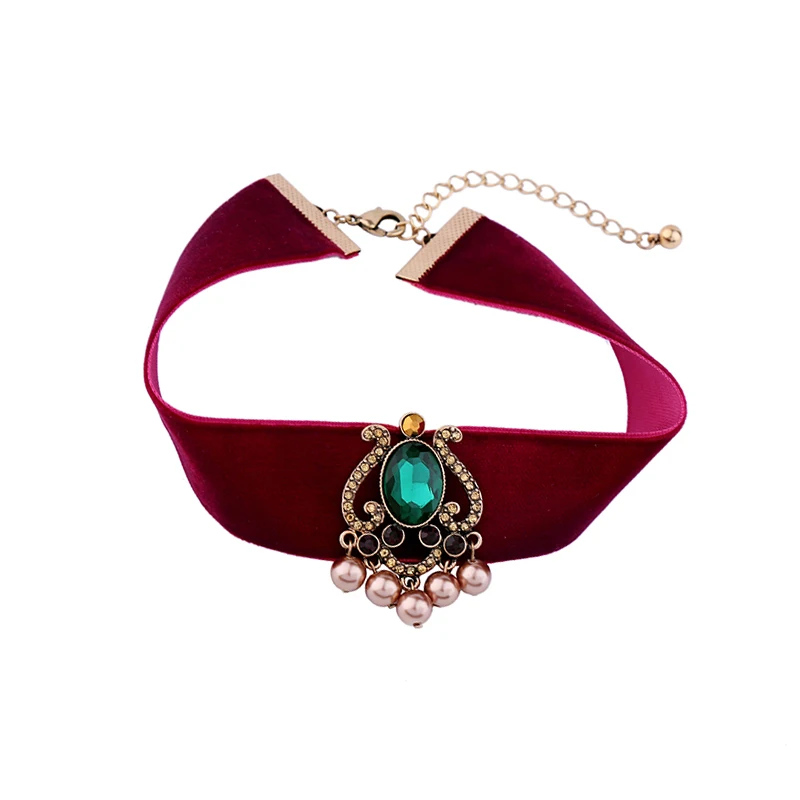 Оптовая цена 2017 модное бархатное ожерелье чокер широкая красная лента винтажное