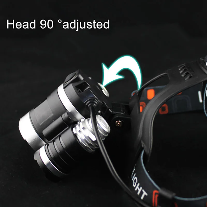 Супер яркий налобный фонарь 3 LED головной свет T6 Zoom 4 модель лампа с батареей 18650