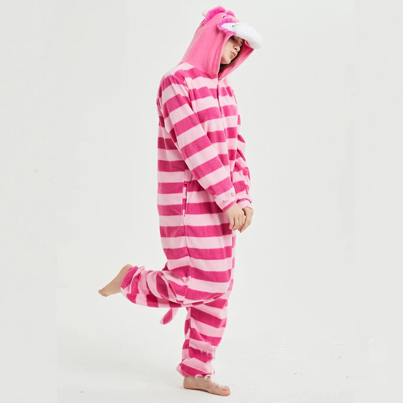 Cheshire кошка кигуруми пижамы животных для взрослых мультфильм женщин боди косплей