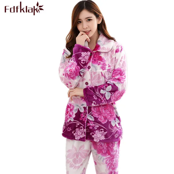 Пижамный комплект женский зимний фланелевый с принтом размеры L XL XXL 3XL Q516|woman sleepwear