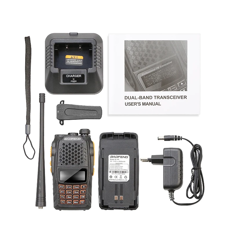 High power real 7W BaoFeng Portable UV-6R 136-174 & 400-520MHz Dual Band Walkie Talkie walkie cb radio ham radioTwo Way Radio