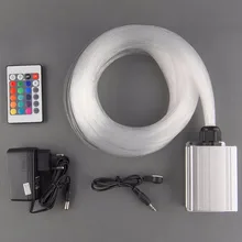 5W RGB LED light engine+ 200pcs 0.75mm 2M long end glow PMMA optical fiber kit+24key IR remote