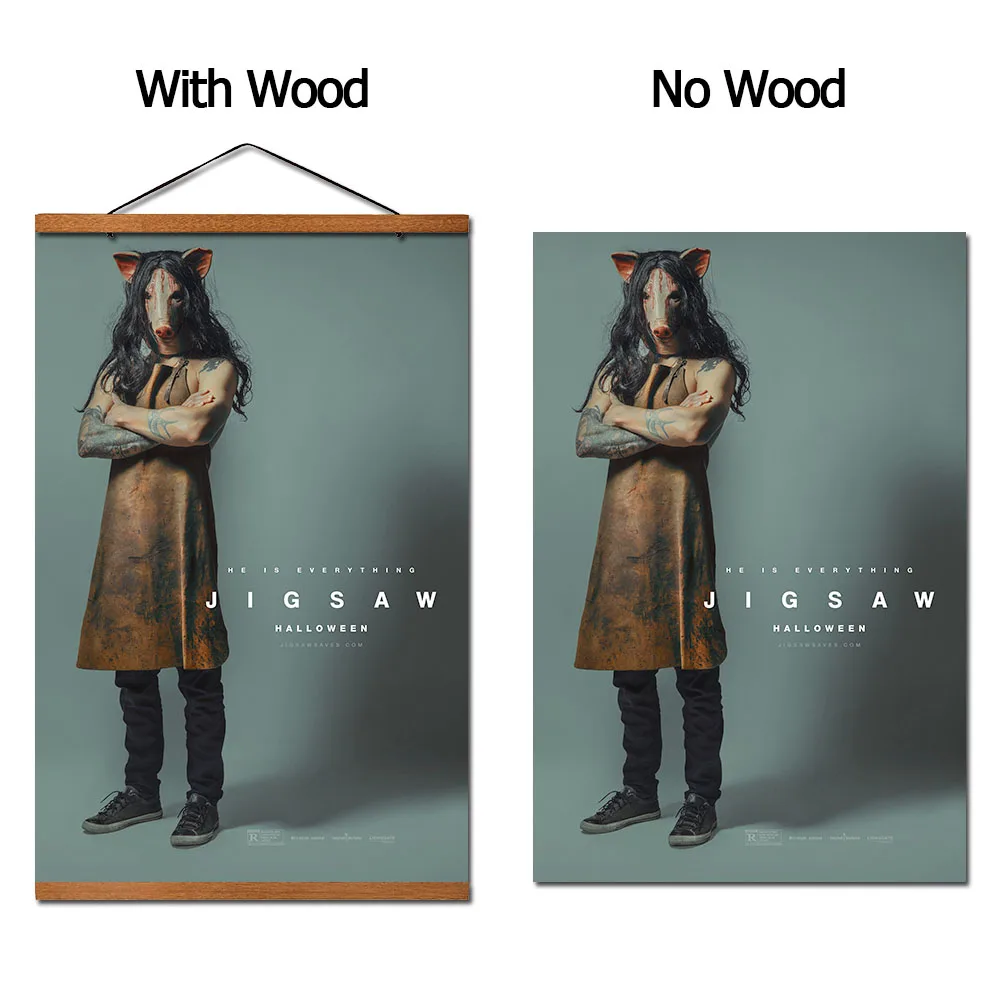 Фильм Jigsaw висит плакат прокрутки холст живопись с тиком дерево настенные
