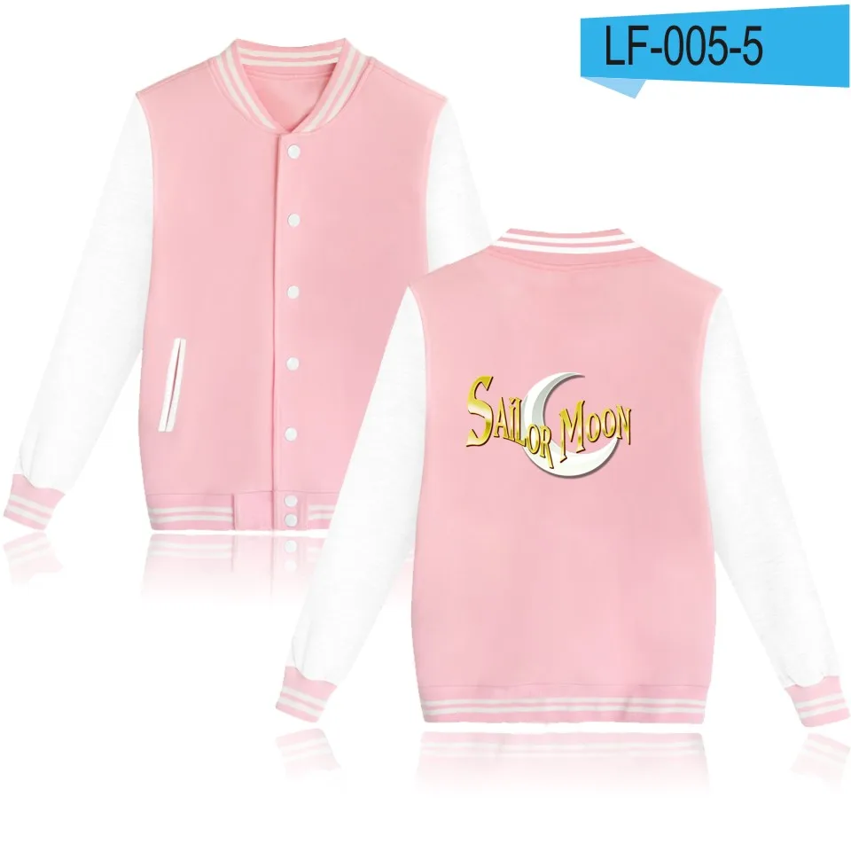 pink and white LUCKYFRIDAYF Tsukino Усаги монолитная бейсбольная куртка толстовка женская толстовка аниме Сейлор Мун зимние толстовки Женская куртка одежда - Цвет: pink and white