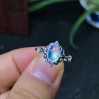 925 silver natural blue moonstone lady ring glass quality is good