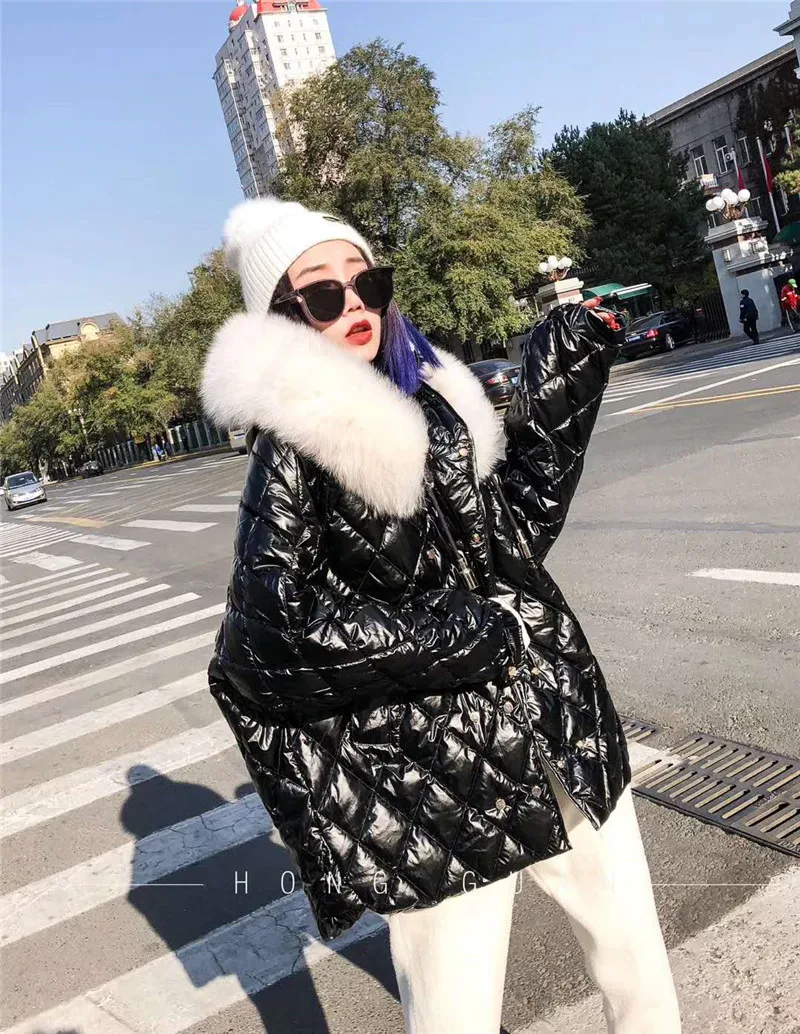 Chaqueta mujer, 90% белый утиный пух, пальто, зимняя женская одежда, шапка, куртка корейского размера плюс, с капюшоном, с натуральным лисьим мехом, парка