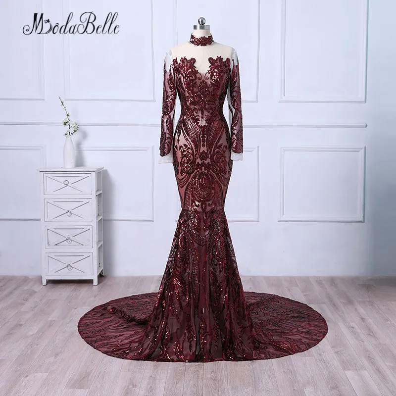 Женское вечернее платье с блестками modabelle элегантное Бордовое высоким