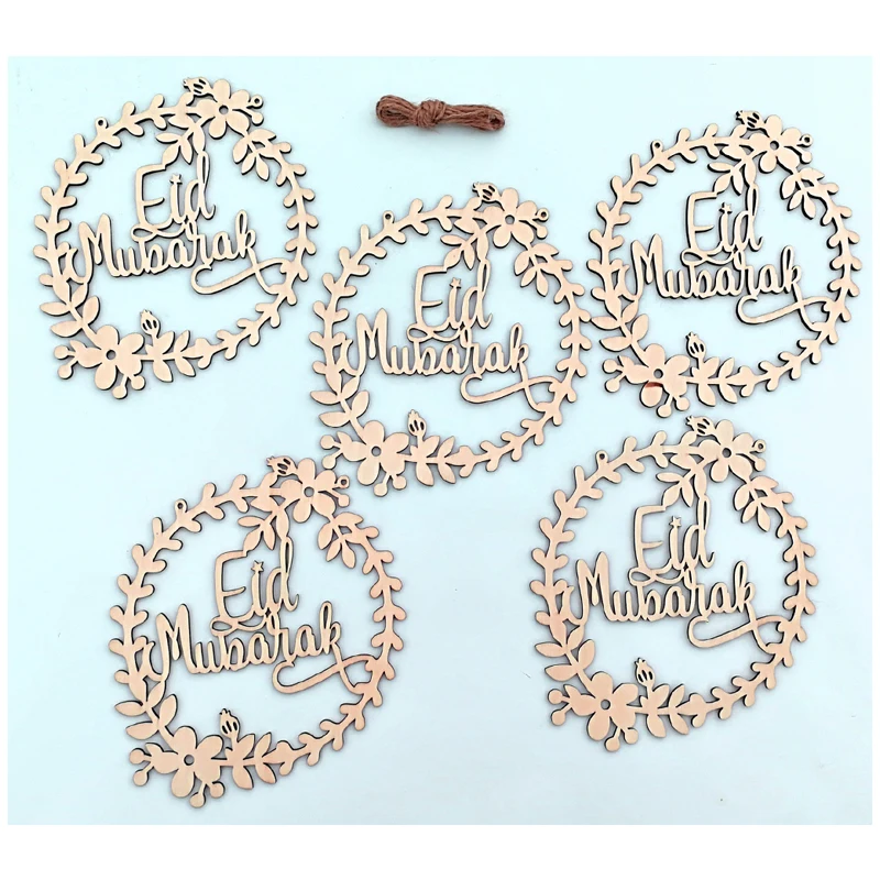 Рамадан Ид Мубарак Деревянный Венок Украшение Дома Кулон Орнамент|Украшения
