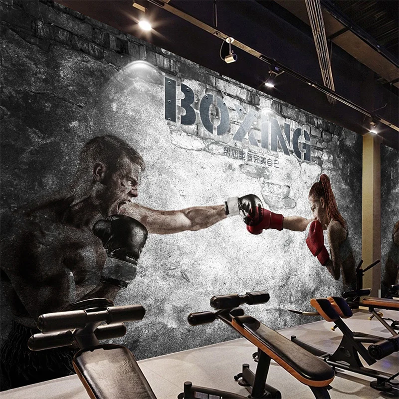 Custom Any Size Mural Wallpaper 3D Abstract Boxing Gym Beauty Guy Wallpaper Living Room Sofa TV Home Furnishing Waterproof Mural