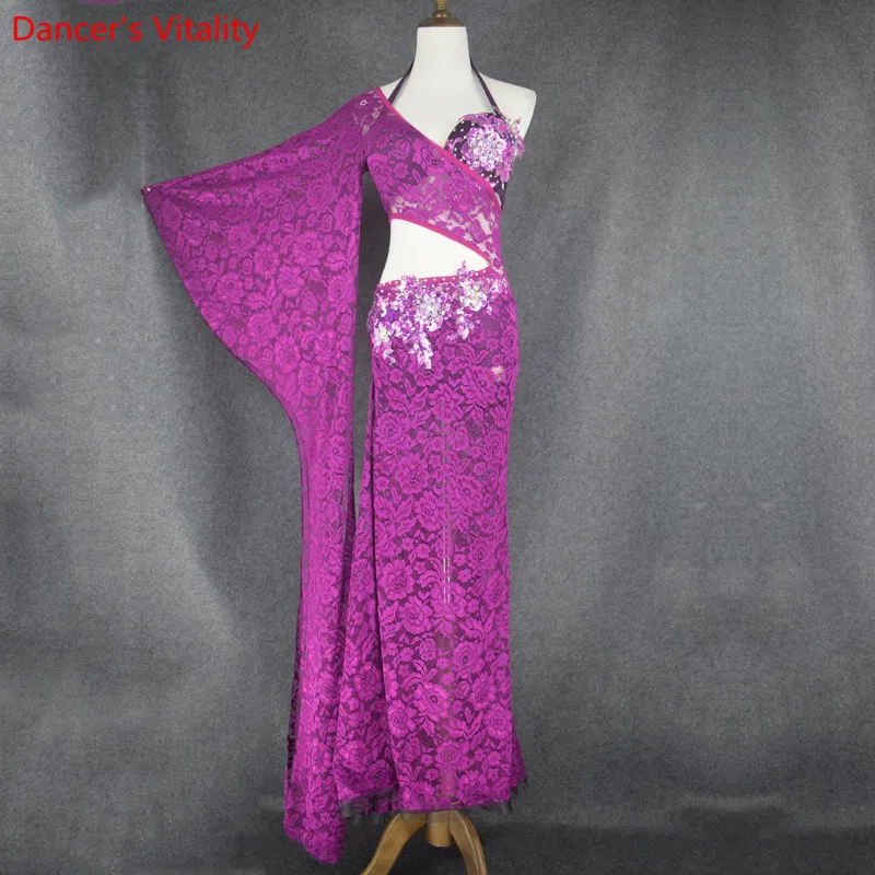 

Belly dance clothes gilrs luxury flowers bra top and lace long skirt salsa dance clothing suit B/C cup ballroom latin dance set