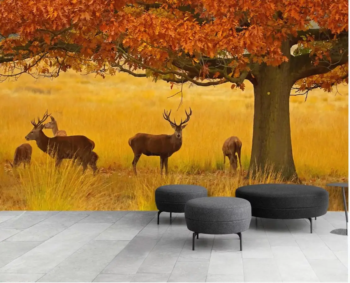

Abstract Forest Deer Mural Wallpaper Art Wall Painting Contact Paper Roll 3d Photo Wall Papers Custom ELK Papel De Parede