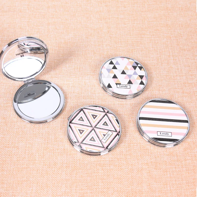 CN-RUBR геометрический узор маленькие круглые зеркала искусственной кожи складной