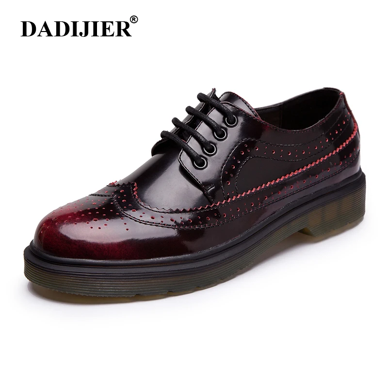 

DADIJIER Women Genuine Leather Shoes Brogue style Breathable Casual Fashion Classic Woman leather shoes ST180