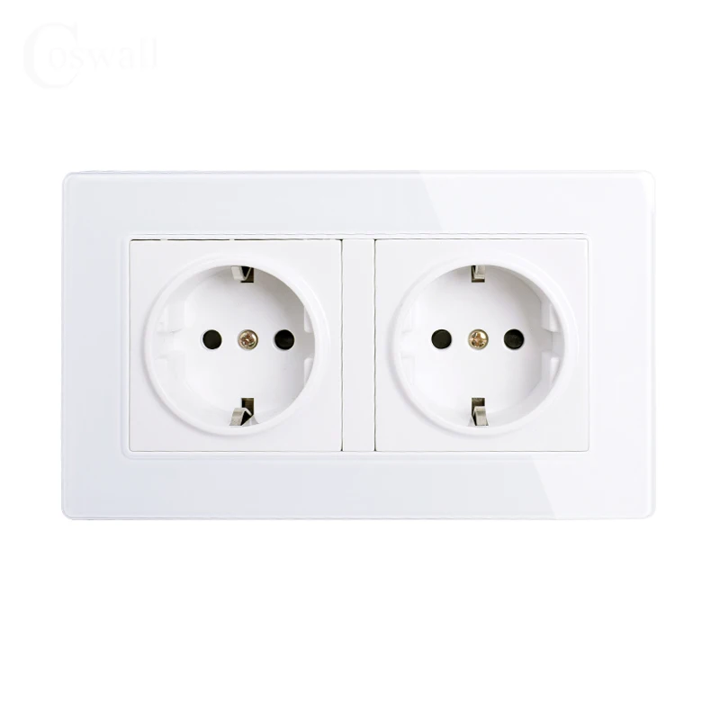 

Wall Plate 16A EU/Germany Standard Electrical Double Outlet Panel Power Socket Faceplate Plug Grounded