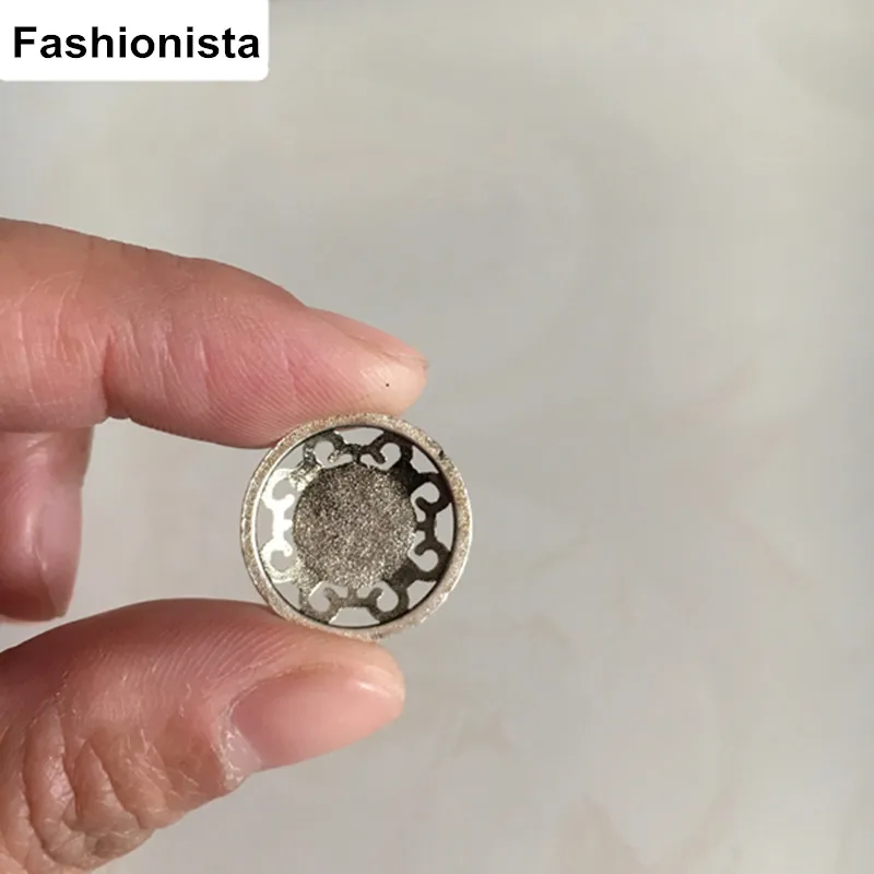 Fashionista-30 шт круглая филигрань с акриловой бирюзой античное серебро металлические
