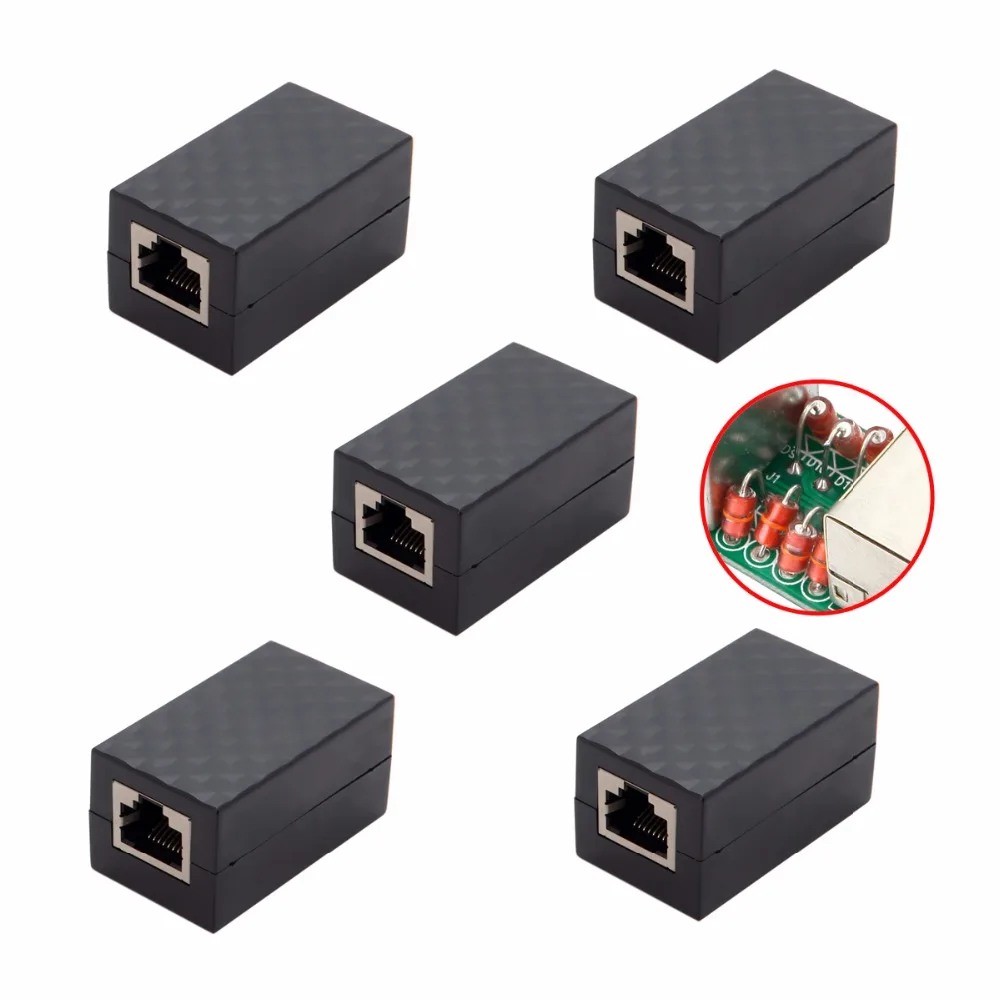 5 шт./лот Защита от молнии RJ45 UTP STP CAT6 CAT5e Женский сетевой адаптер Lan удлинитель |