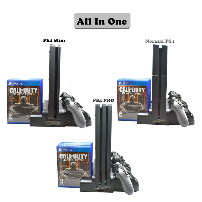 Охлаждающая подставка для PS4/PS4 Slim/PS4 PRO с 12 играми двойной контроллер зарядная док