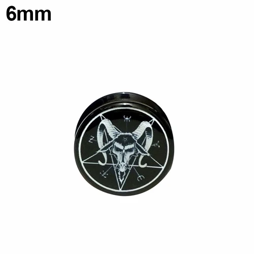 6 mm 1 пара пентаграмма серьги с узором затычки винт подходят для ушей кольцевые калибры плоти туннели кликер пирсинг для пупка магнит серьги Рождественский подарок - Окраска металла: 6 mm