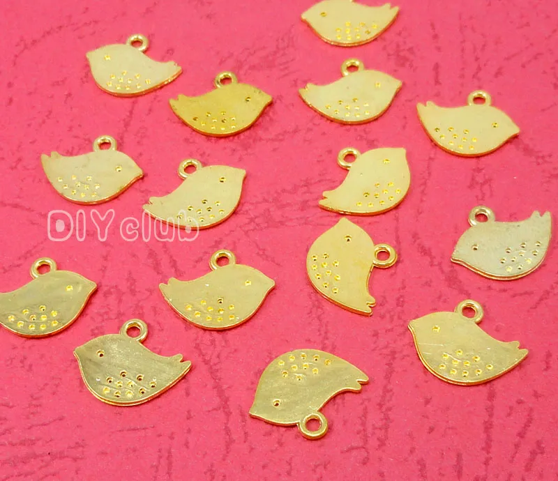 

150pcs-Gold Tone Bird Charms 16x12mm