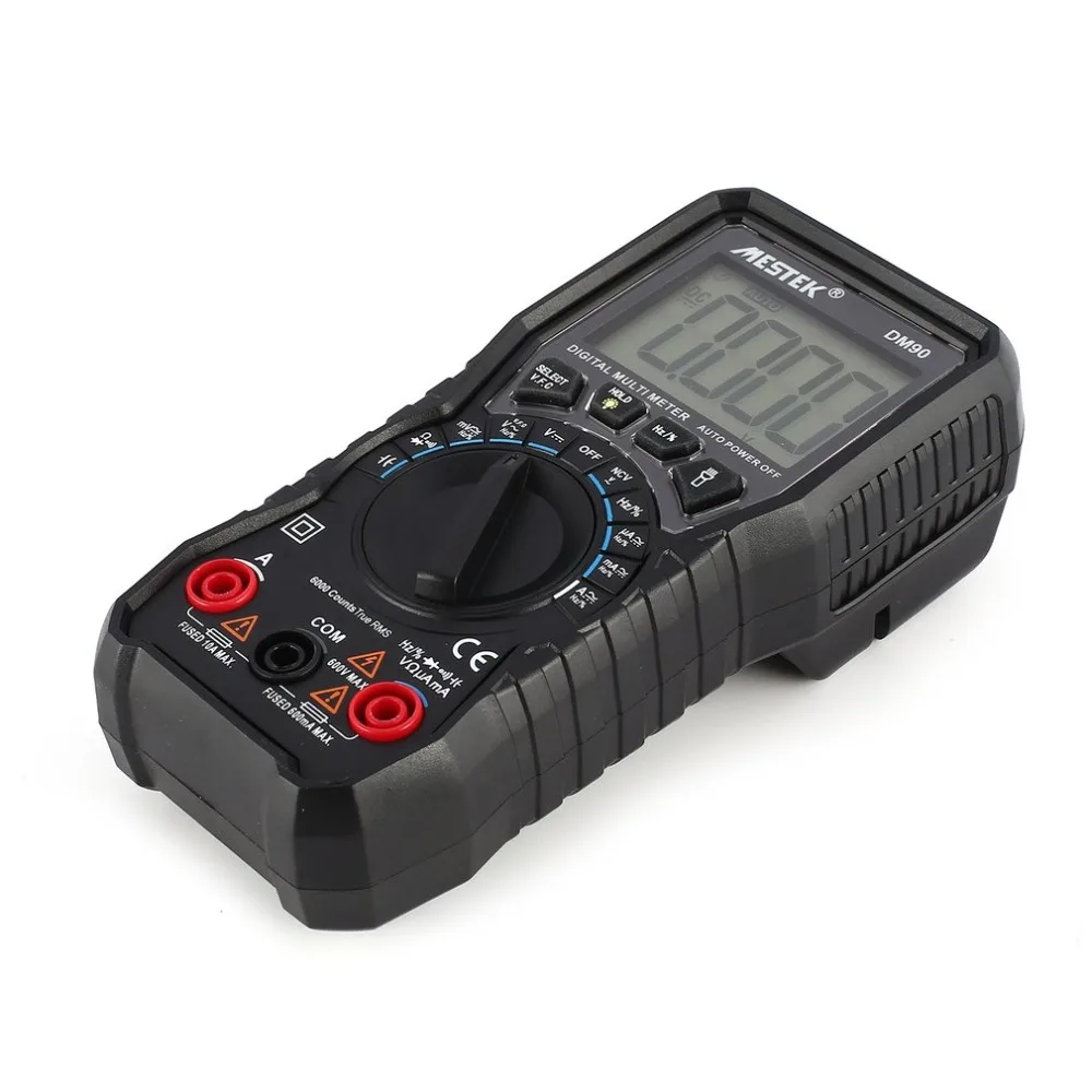 MESTEK DM90 Mini Digital Multimeter Auto Range True RMS AC/DC Volt Amp Ohm Capacitance Frequency Duty Cycle Continuity Tester |