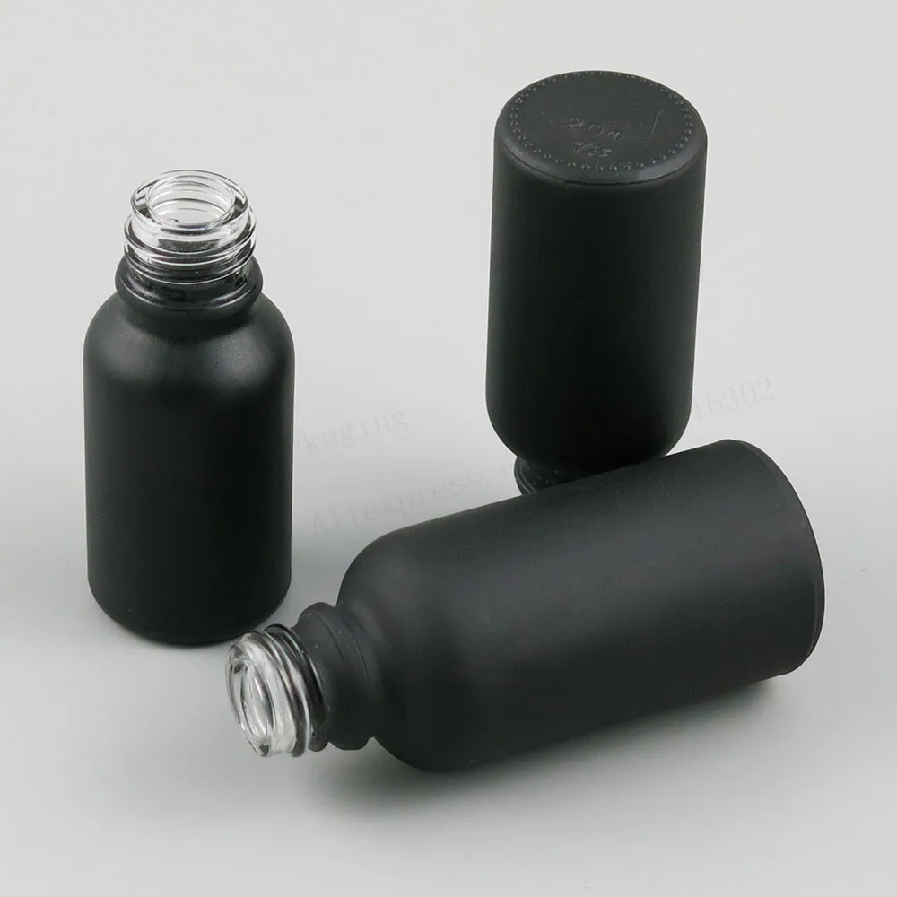 12 х многоразовых матовых черных стеклянных бутылок с эфирным маслом и черными