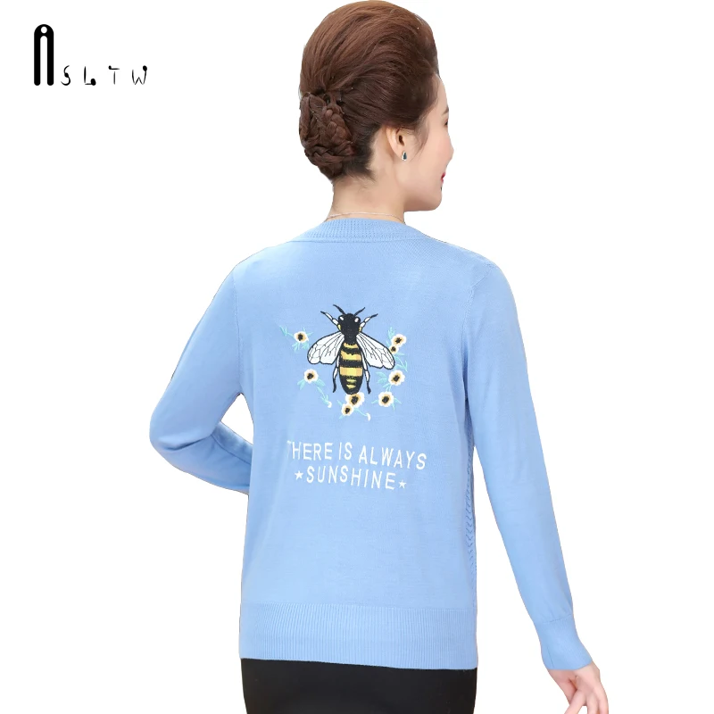ASLTW Embroidery Sweater Women New Spring O Neck Suits Shirt+Cardigan Plus Size Real Two Piece Female Sets |