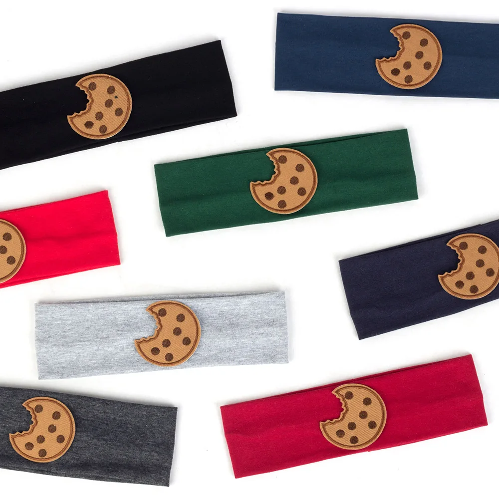 Geebro Toddler Turban Cookies Applique Accessories For Baby Girls Kid Cut Cotton Headband Head Wrap Children Flat Hairband AT020 |