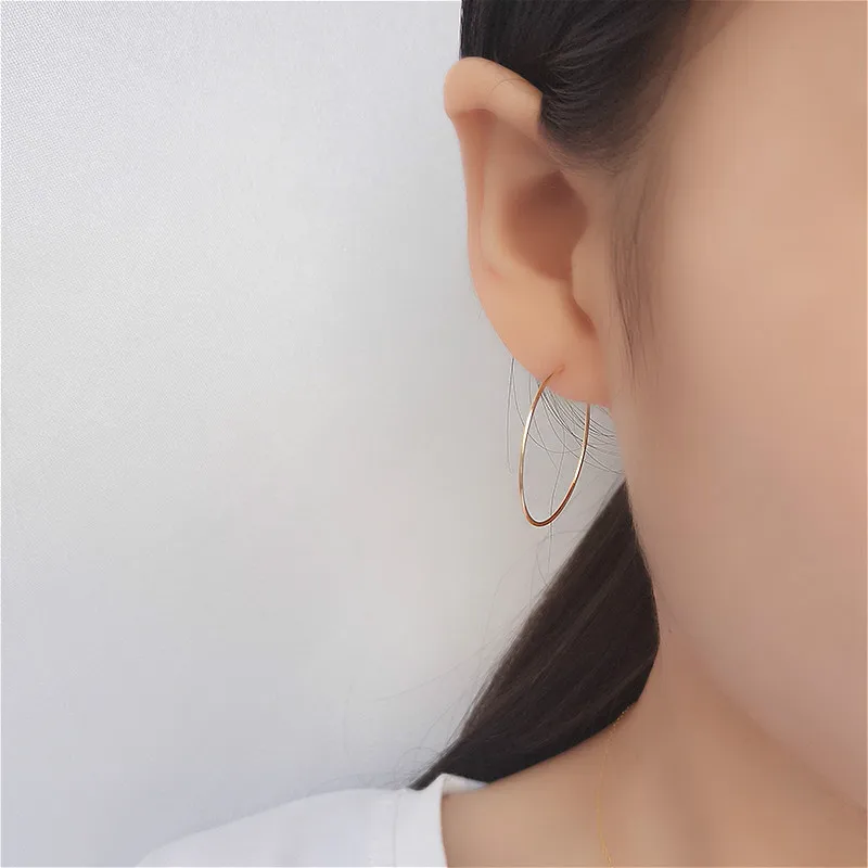 

Flyleaf Simple Big Circle Personality 925 Sterling Silver Hoop Earrings For Women High Quality 18k Gold Earings Fashion Jewelry