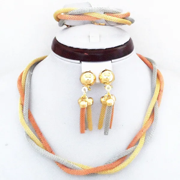 Комплект из колье серёг и браслета 3 цвета | Украшения аксессуары
