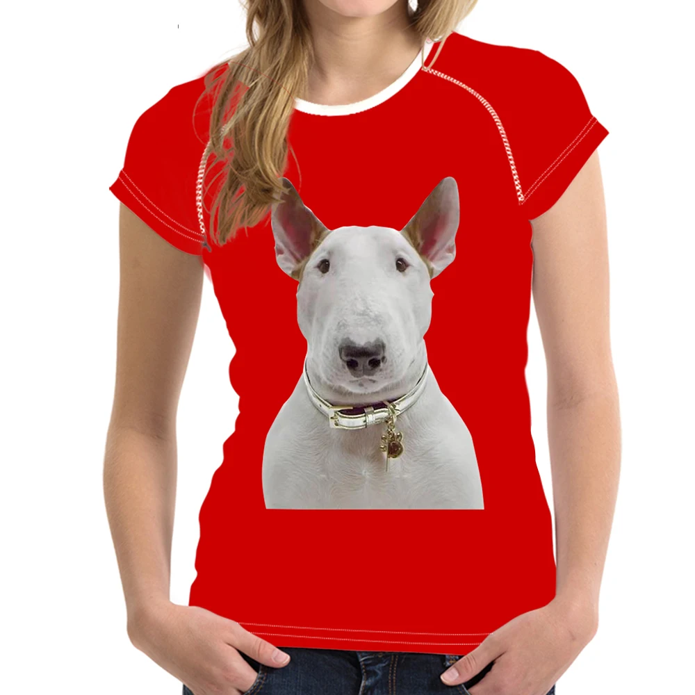 NoisyDesigns бультерьер собаки футболка Дамы смешные футболки Для женщин Harajuku 3D