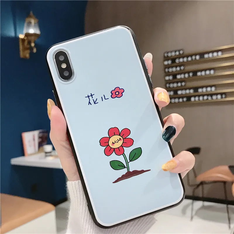 super cute cartoon scrawl flower IMD soft shell yellow baby blue phone Case For Apple iphone 6 6s 7 8 Plus X XS XR MAX case |