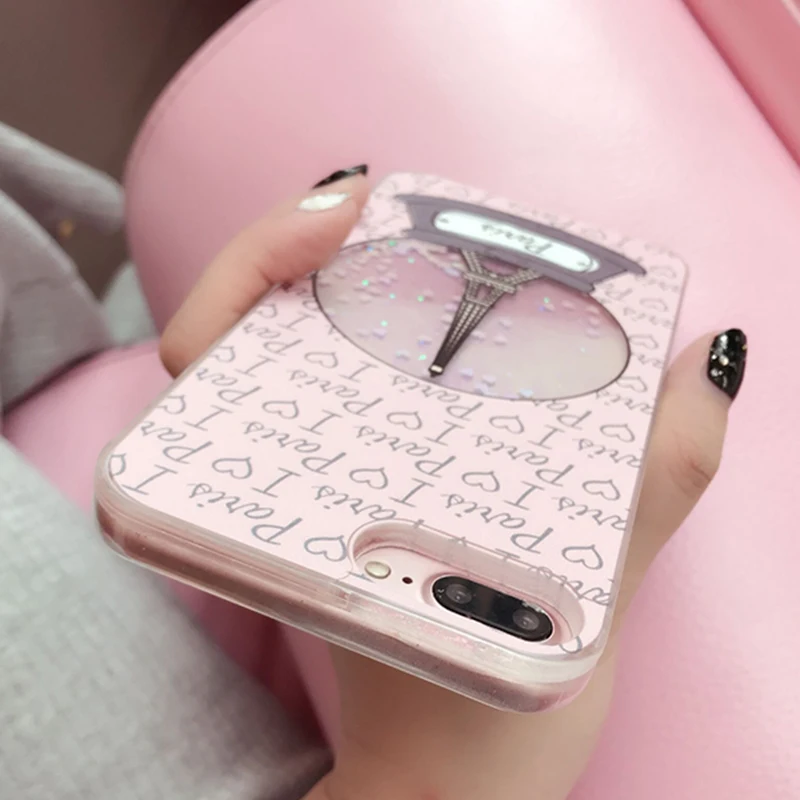 Kerzzil Bling Блеск динамический Башня Чехол для iPhone X 10 потока жидкости блестки 7 8 6 6s