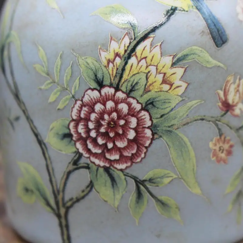 Антикварная керамическая голубая мини ваза Цзиндэчжэнь флакон японские